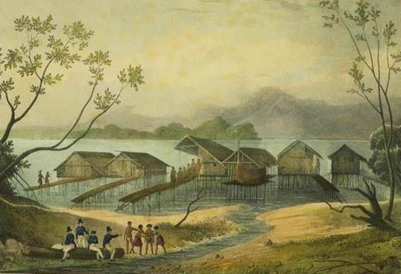 HistPOM-03-1788 .jpg - Papuan village 1788 (source: https://sites.google.com/site/moresbyhistory/; accessed: 3.2.2013)